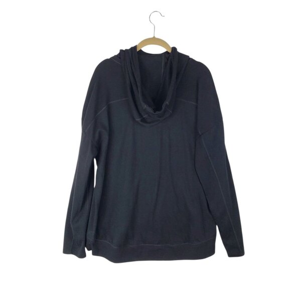 Woolx Pullover Hoodie Black Merino Blend Callie Relaxed Fit Womens XL - Picture 2 of 6